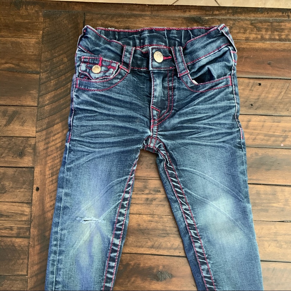 True religion pink stitch 2t jeans - girls